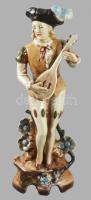 Lippelsdorf trubadúr porcelán figura, jelzett, hibátlan, m: 28 cm