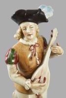 Lippelsdorf trubadúr porcelán figura, jelzett, hibátlan, m: 28 cm