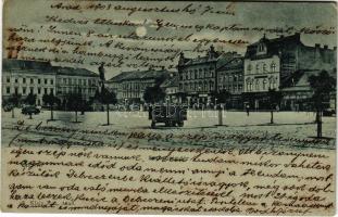 1903 Arad, Szabadság tér este holdfényben, üzletek. Ifj. Klein Mór kiadása / square at night in moon...