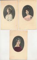3 db RÉGI (1905 előtti) női portré képeslap / 3 pre-1905 female portrait postcards