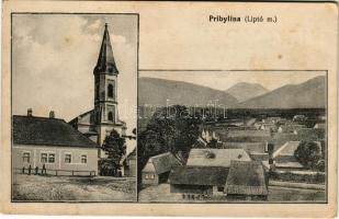 Pribilina, Pribylina; templom, látkép. Hátoldalon Wágner "Hangszerkirály" reklám / church,...