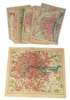 cca 1900 Külföldi várostérképek (Washington, Liverpool, Tokió, stb.), 7 db térkép-melléklet a Brockh...