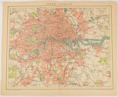 cca 1900 Külföldi várostérképek (Washington, Liverpool, Tokió, stb.), 7 db térkép-melléklet a Brockh...