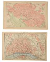 cca 1900 Külföldi várostérképek (Washington, Liverpool, Tokió, stb.), 7 db térkép-melléklet a Brockh...