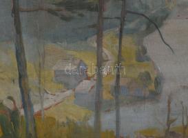 Cs. Nagy András (1927-2009): Olvasó fiú a szabadban. Olaj, falemez, jelzett. Sérült (repedésekkel). ...