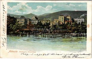 1901 Abbazia, Opatija; Nördlicher Strandweg. G: Rüger &amp; Co. (Wien) / sétány, strand / beach ...