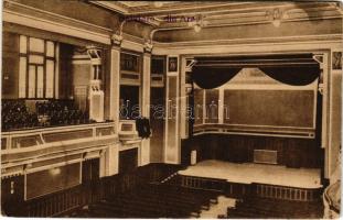 Arad, Kultúrpalota, belső nagyterem a színpaddal. Kerpel Izsó kiadása / cultural palace, theatre int...
