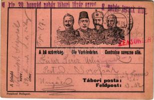 1916 A hű szövetség - Első világháborús tábori postai levelezőlap a Központi Hatalmak uralkodóival: ...