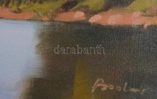Bodor Miklós (1925-2010): Rába. Olaj, karton, jelzett. Dekoratív fakeretben, 40×60 cm