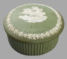 Wedgwood jasperware angol porcelán ékszeres doboz, jelzett, kis kopással, d: 9 cm