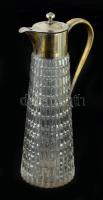 cca 1920 Borkiöntő karaffa, ezüstözött alpakka szerelékkel, m: 30 cm