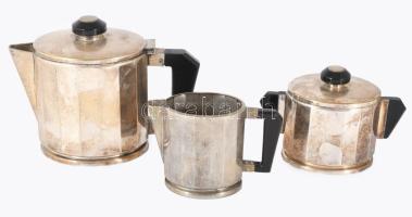 Berndorf Krupp art deco ezüstözött alpakka szervírozó készlet, jelzett, kopással, m: 15 cm alatt