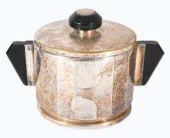 Berndorf Krupp art deco ezüstözött alpakka szervírozó készlet, jelzett, kopással, m: 15 cm alatt