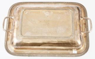 Johnston &amp; Co. Glasgow angol ezüstözött ételszervírozó, jelzett, 30x21 cm