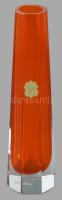 VEB Kunst-Glas lapra csiszolt designer váza, cca 1950, jelzett, hibátlan, m: 19,5 cm