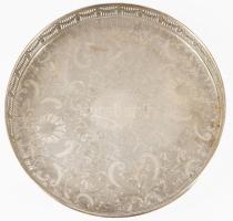 Sheffield England szecessziós ezüstözött tálca d: 30 cm, hozzá 4 darab pohár m: 10 cm