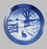 1970-1971 Royal Copenhagen 2 darab dísztányér, jelzett, hibátlan, 18 cm