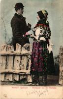 1904 Baranyai jegyespár / Brautpaar aus der Baranya / Hungarian folklore from Baranya, engaged coupl...