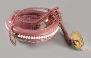 cca 1900 Nagyméretű szecessziós zománcfestett mennyezeti lámpa, d: 38 cm