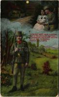 1916 'Boldog éjjel együtt vagyok rózsámmal...' Osztrák-magyar katonai művészlap, szerelmes...