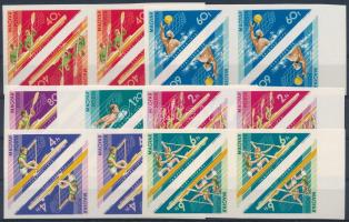 1973 Vízisport VB vágott sor ívszéli négyestömbökben benne sorozat fordított párban (27.000)