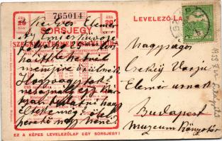 1908 Kossuth Lajos. Könyves Kálmán magyar műkiadó r.-t. Hátoldalon sorsjegy a Szegénygyermek Polikli...
