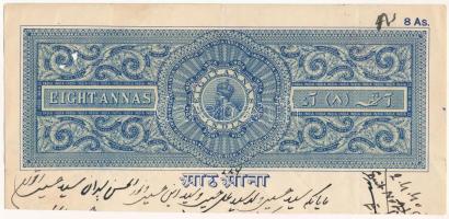 Brit-India 1930 k. Postai levélbélyegző 8a értékben, vízjeles papíron, bélyegzővel T:F lyukasztással...