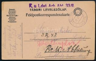 1917 Tábori lap "EP TIRANA a" tábori kórházba, továbbküldve