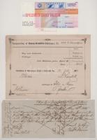 7db-os vegyes külföldi postai csekk, számlakivonat tétel, közte Nagy-Britannia 1845. 350P értékű köt...