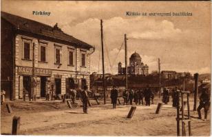 Párkány, Parkan, Stúrovo; kilátás az esztergomi bazilikára, Esztergom-Megyei Párkányi Takarékpénztár...