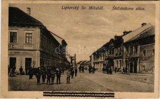 Liptószentmiklós, Liptovsky Mikulás; Vám utca, Korona kávéház és szálloda. Löw Dezső kiadása / Stefá...