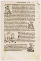 1493 Ősnyomtatvány Magyar vonatkozással! A híres Schedel krónika lapja (egybefüggő lappárja) , I Kár...