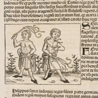 1493 Ősnyomtatvány Magyar vonatkozással! A híres Schedel krónika lapja (egybefüggő lappárja) , I Kár...