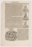 1493 Ősnyomtatvány Magyar vonatkozással! A híres Schedel krónika lapja (egybefüggő lappárja) , I Kár...