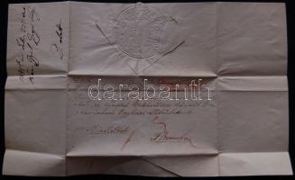 1845 Helytartótanácsi levél az Ágostai Dunántúli Egyházkerületnek Mérey Sándor Helytartótanácsi alelnök, író, főispán, és Babarczy Antal táblabírósági elnök, későbbi birodalmi báró saját kezű aláírásával / Ex offo letter of the Governing Council with autoragh signature of Alexander Merey and Antal Babarczy