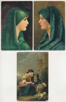 5 db RÉGI Stengel &amp; Co. litho művészlap / 5 pre-1945 Stengel &amp; Co. litho art postcar...