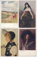 HÖLGYEK - 9 db RÉGI motívum képeslap vegyes minőségben / LADIES - 9 pre-1945 art postcards in mixed ...