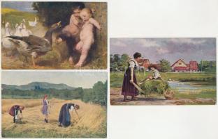 15 db RÉGI zsáner képeslap / 15 pre-1945 motive postcards
