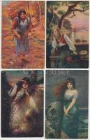 10 db RÉGI "női szépség" képeslap / 15 pre-1945 lady art postcards