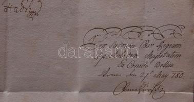 1790 gróf Hadik András tábornok, helytartótanácsi elnök levele, saját kezű aláírásával, két főtiszt ...