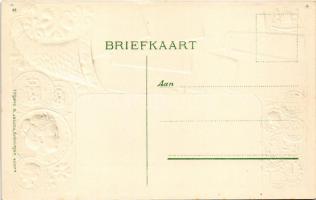 Scheveningen (The Hague), Wandelhoofd. Art Nouveau, Emb. litho with Wilhelmina, Queen of the Netherl...