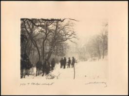 1931 Orphanides János (1876-1939): Budakeszi vadászat. Fotoheliogravür, papír, jelzett, 12x16,5 cm