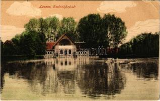 1919 Losonc, Lucenec; Csónakázó tér. Lantos Aranka kiadása / rowing club with rowing boats + "I...