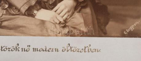 Berggren, Guillaume Gustave (1835-1920): Úri török nő modern öltözetben Albumin fotó kartonon Cholno...