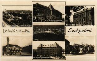 1941 Szekszárd, Kaszinóbazár és Korzó a madártávlatból, M. kir. állami reálgimnázium, Nemzeti bank p...