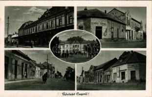 Csap, Cop, Chop; utca, vasútállomás, Sermer Sámuel és Kazinczy Sándor üzlete / railway station, stre...