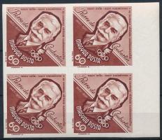 1963 Nagy idők - nagy események P. de Coubertin vágott ívszéli négyestömb (8.800)