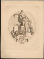 Franz von Bayros (1866-1924): Ex libris Josephi Kochanóvszky de Kochanócz (erotikus kisgrafika). Hel...
