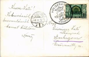 1940 Kolozsvár, Cluj; bevonulás, katonák virágokkal díszített automobilon / entry of the Hungarian t...
