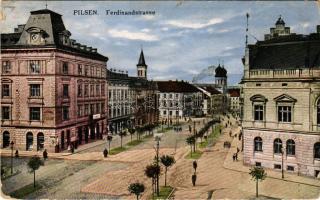 Plzen, Pilsen; Ferdinandstrasse / street, synagogue (fa)